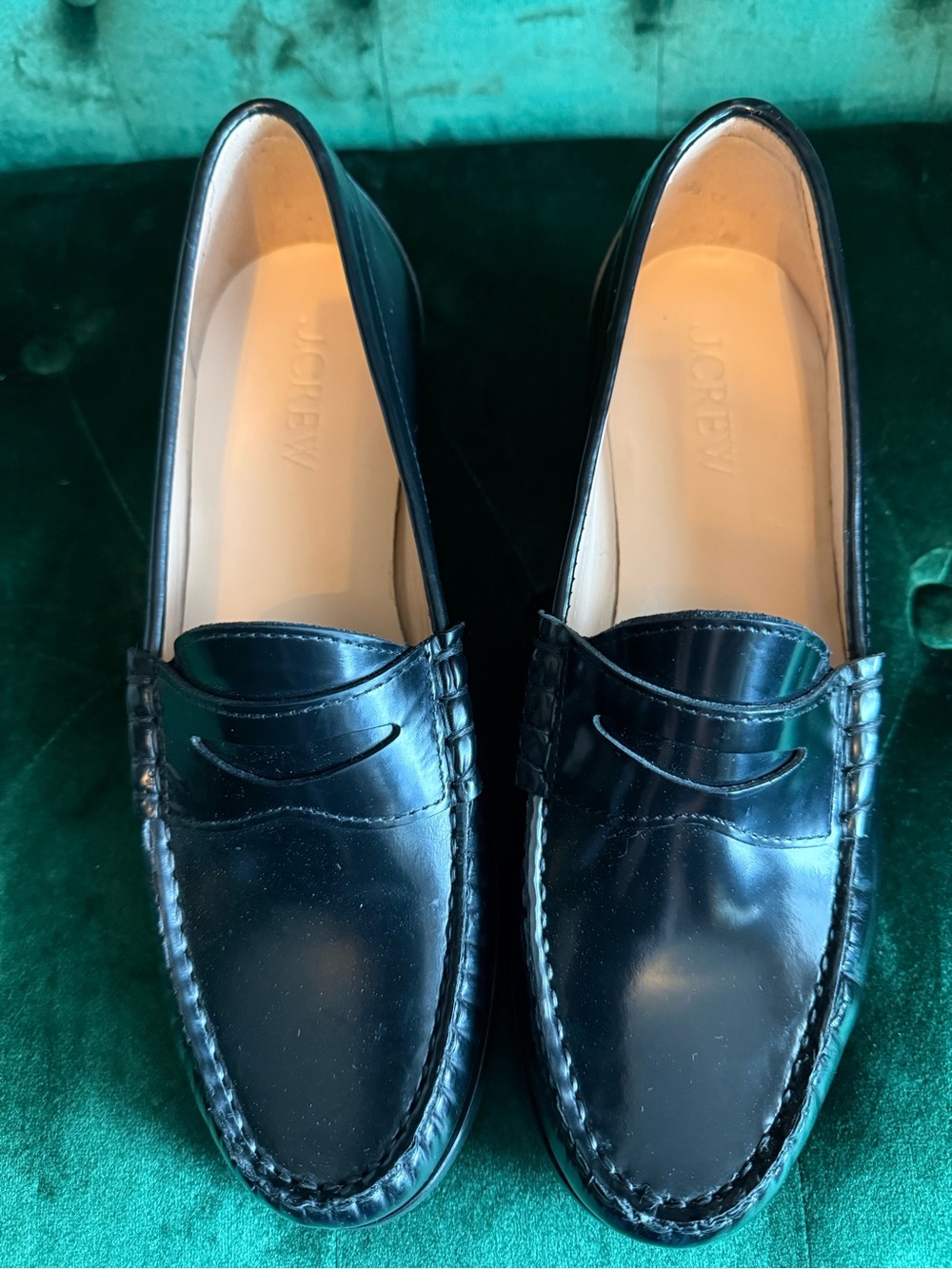 NIB J.Crew Women’s Winona Penny Loafers Black Spazzolato Leather Size 9